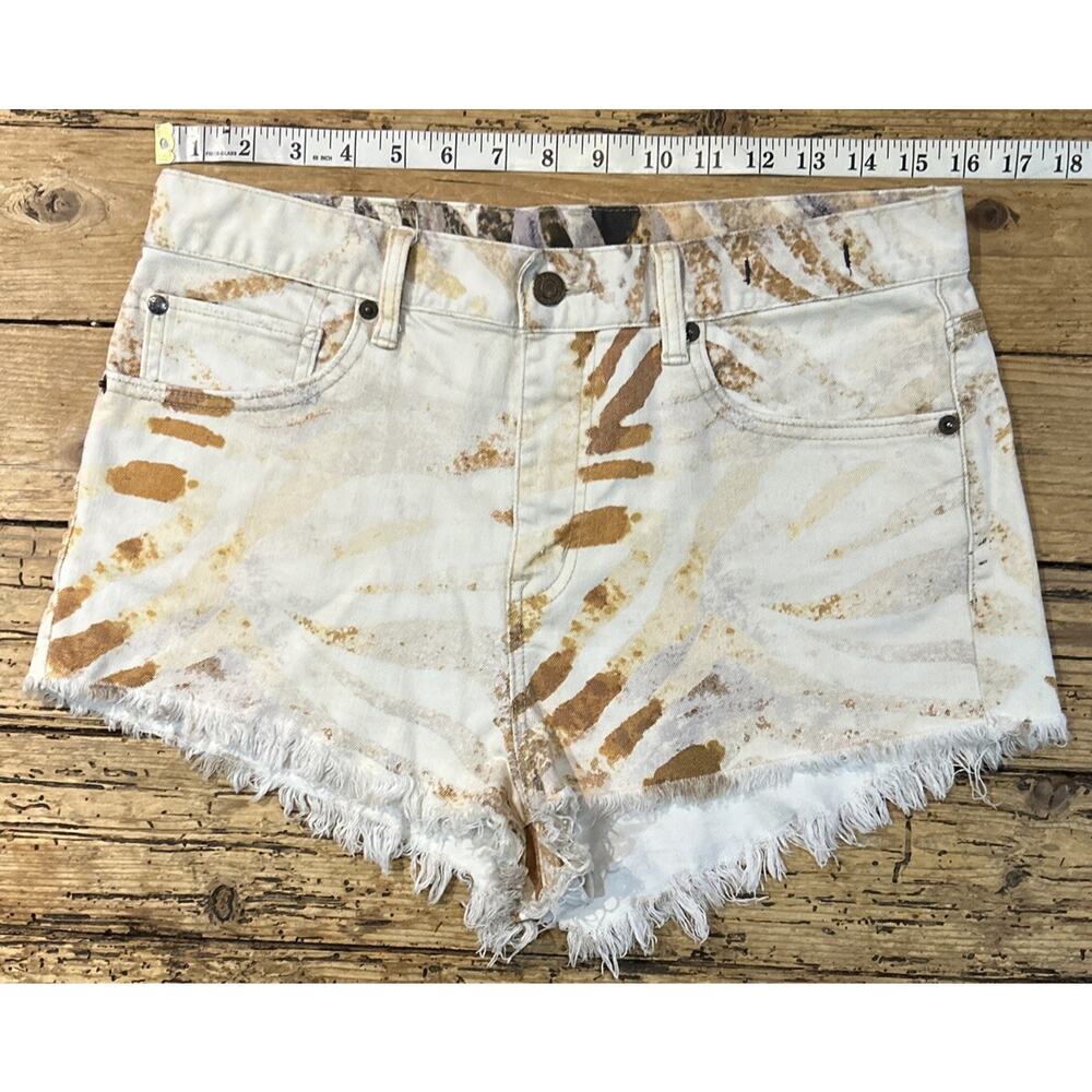 Denim&Supply RL Women’s Zebra Print Cream/Orange Vintage Cut Off Shorts Size 30 - Picture 5 of 10